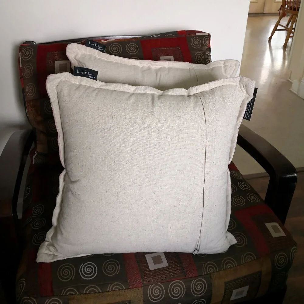 2 Pack Nicole Miller 100% Cotton Velvet Accent Pillows Soft Blush/Sand‎ Color
